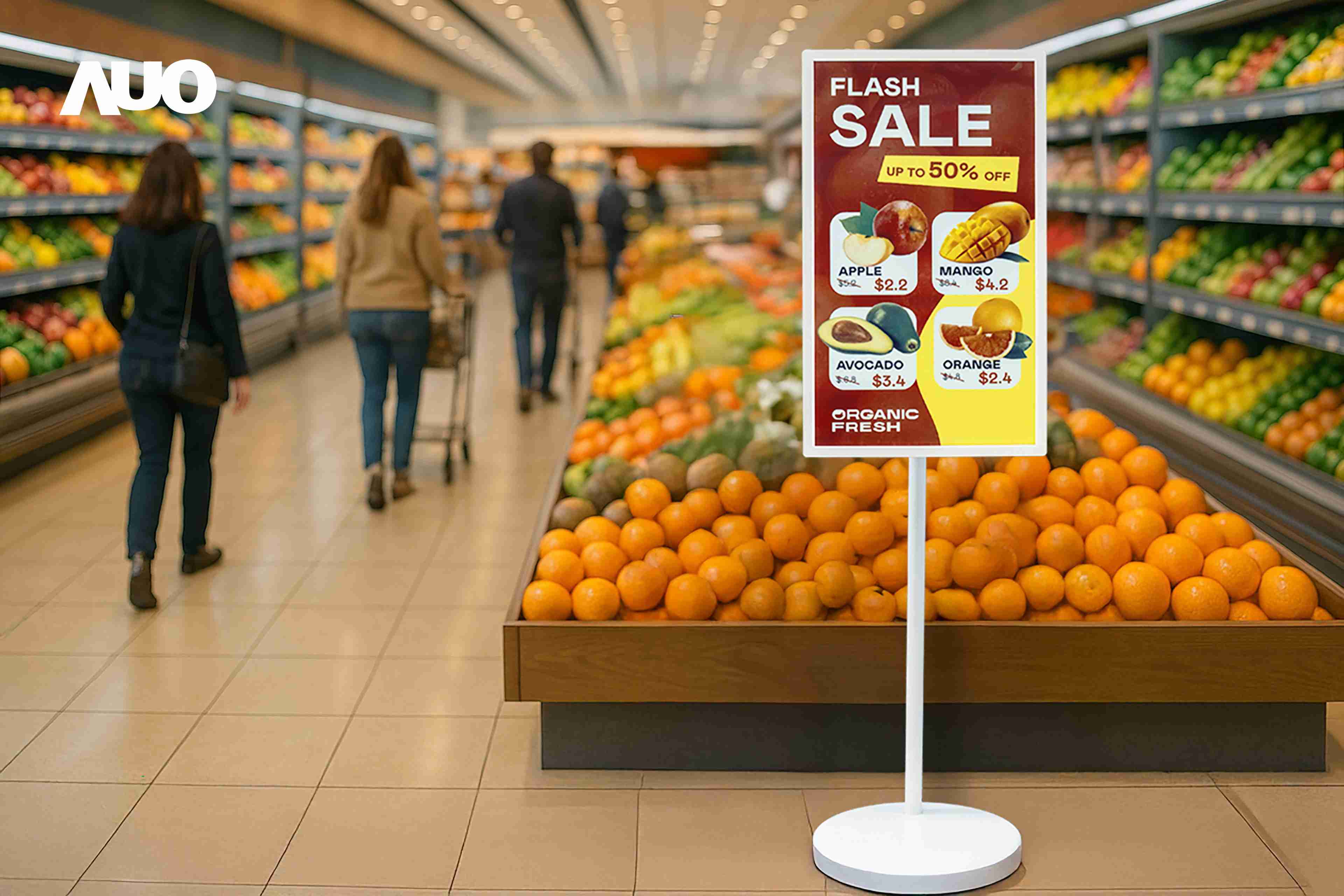 达擎首亮相低功耗、、全彩的〝aecoPost电子纸解决方案〞，，，仅在更新画面时需要微量的电力驱动，，，无需布建电线的便捷设计，，使其可灵活应用、、随意置放，，并可透过云端或行动装置app，，轻松管理及排程广告内容，，，晋升店头营销利器。。。。